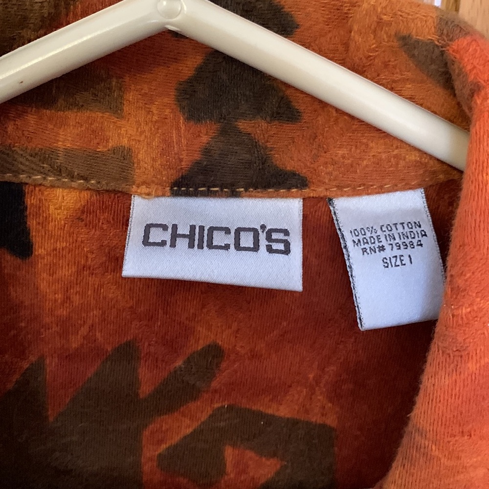 Chico’s Size 1 Jacket Orange Multicolored - Picture 3 of 7